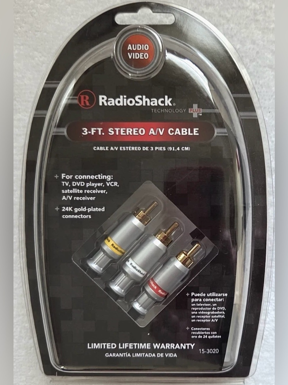 Radio Shack Stereo A/V Audio Video 3 ft. Universal Cable RCA Male EUC
